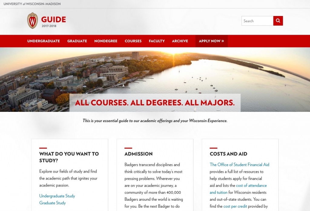 Screen capture: The Guide homepage