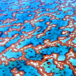 Photo: Helicopter view of the Great Barrier Reef near Heron Island, Australia, photographed in 2006