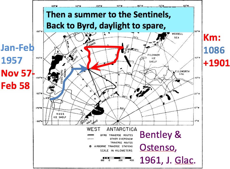 Image: Map of Bentley's traverse through Antarctica