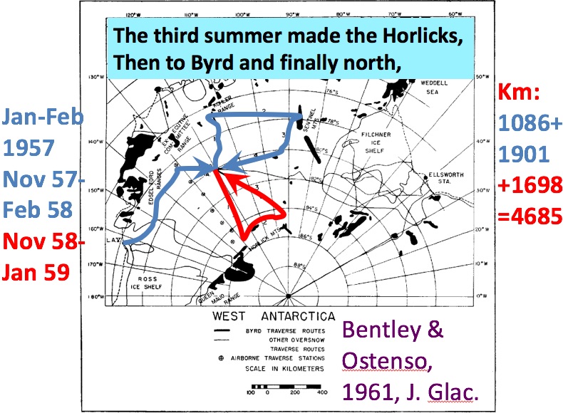 Image: Map of Bentley's traverse through Antarctica