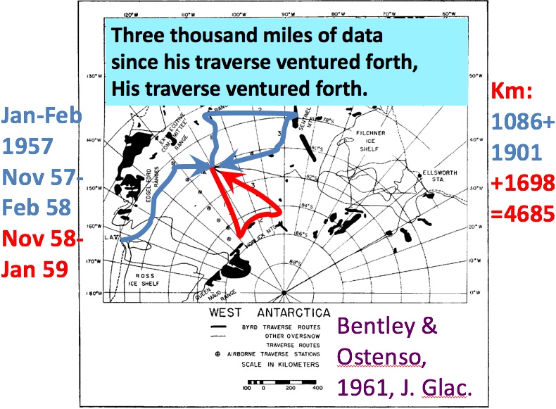 Image: Map of Bentley's traverse through Antarctica