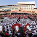 The UW marching band performs for  Badger fans by Union South during the Badger Bash on Sept. 1, 2011.