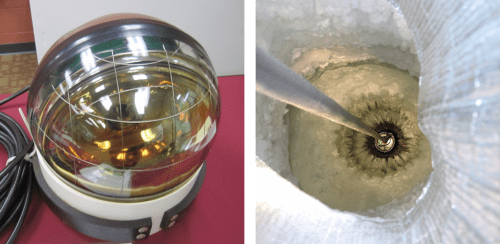 Photo: Globular module, closeup and being lowered into ice