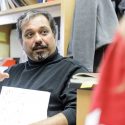 Aseem Ansari, professor of biochemistry, talks with his research group about their findings in his lab in the DeLuca Biochemistry Laboratories at the University of Wisconsin-Madison on Nov. 28, 2017. (Photo by Bryce Richter / UW-Madison)