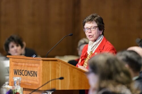 Photo: Rebecca Blank speaking at podium