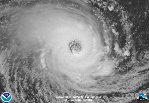 Photo: View from space of Tropical Cyclone Cebile