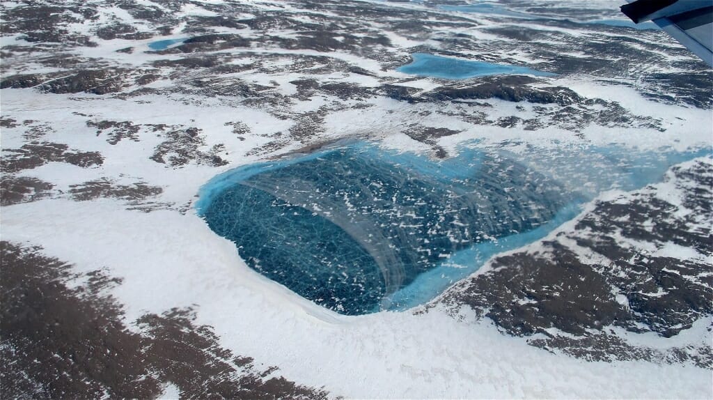 Photo: Aerial view of meltwater lake