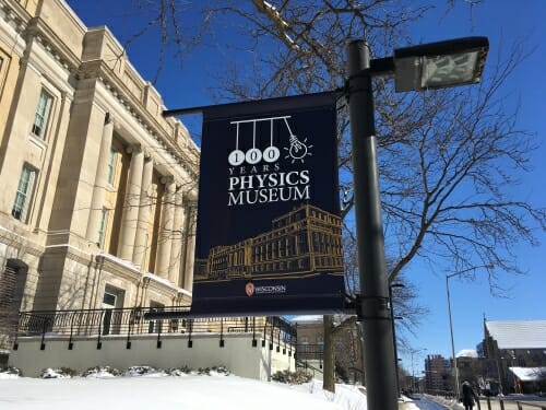 Photo: 100 year anniversary banner in front of Chamberlin Hall