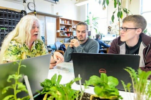 Photo: Simon Gilroy with 2 unidentified grad students