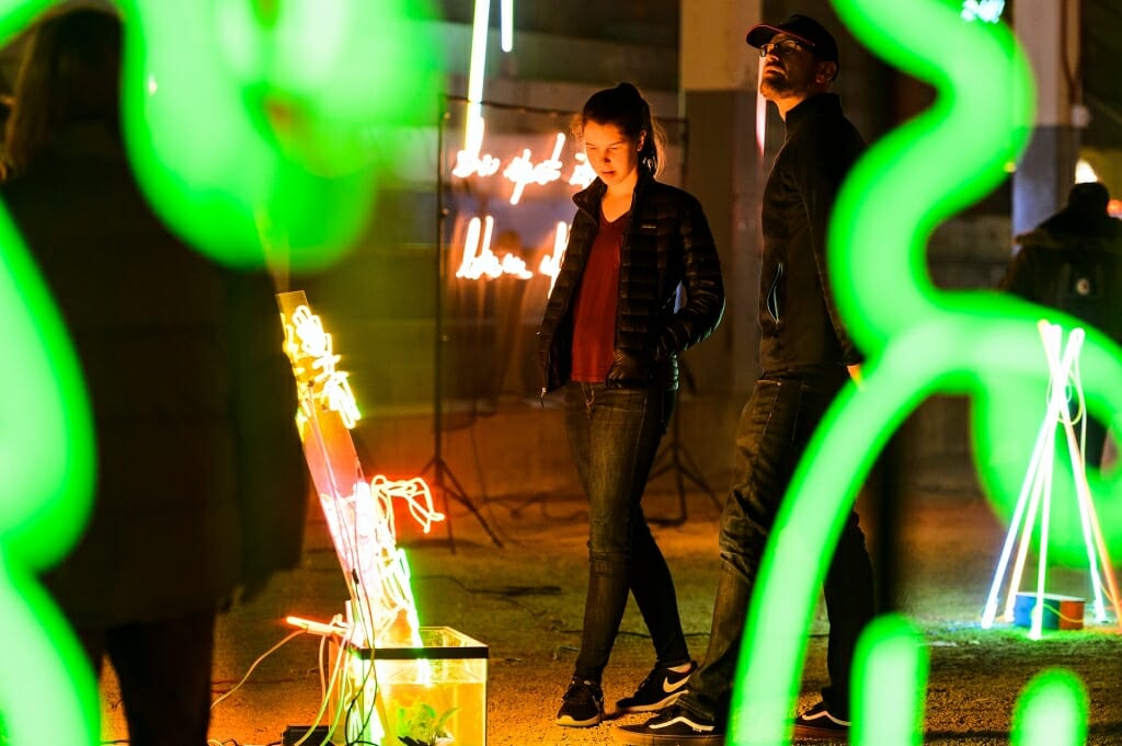 Photo: Glowing neon artwork