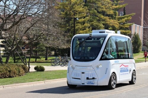 Photo: Autonomous shuttle on street