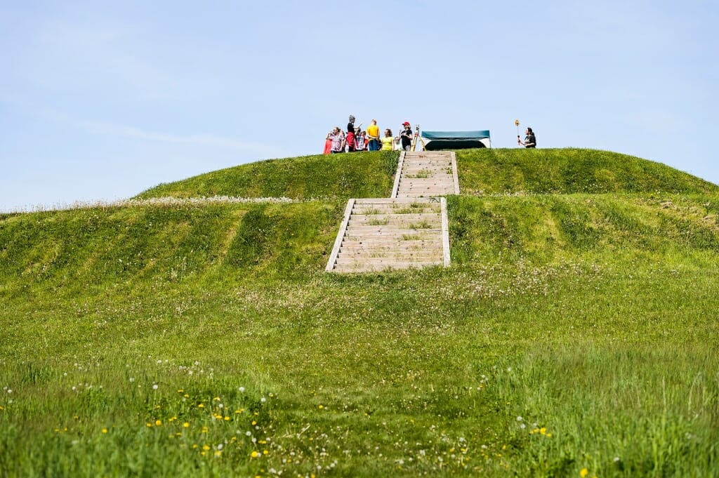 Photo: Students standing on mound