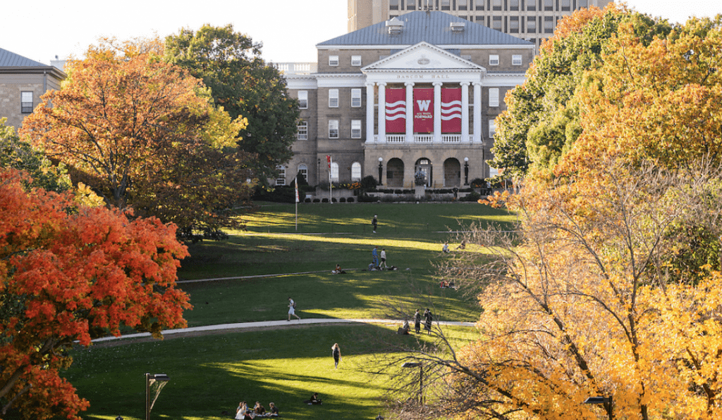 A photo of Bascom Hill in the fall. 