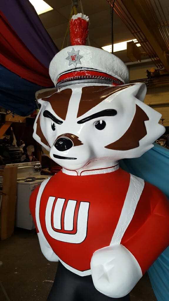 A close-up of the face of "...And On Wisconsin!"