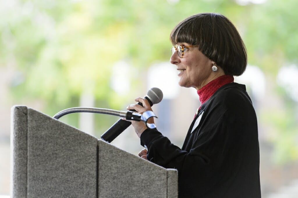 Judith Burstyn at the podium.