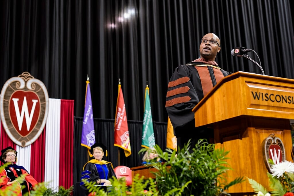 Patrick Sims, vice provost for diversity and climate, addresses first-year students.