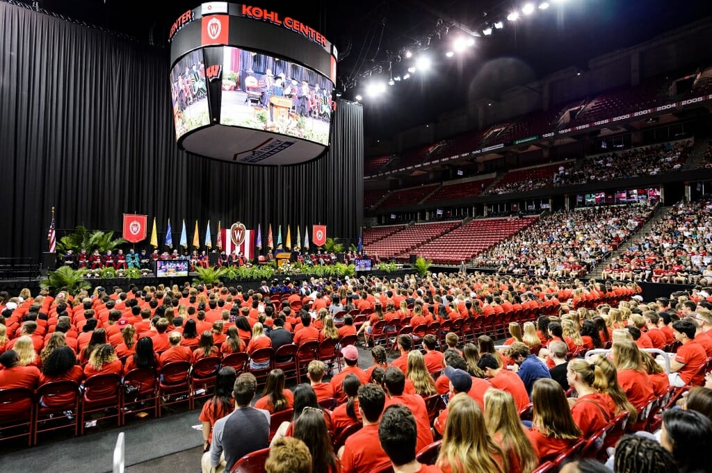 Photo: Thousands of students gather in Kohl Center.