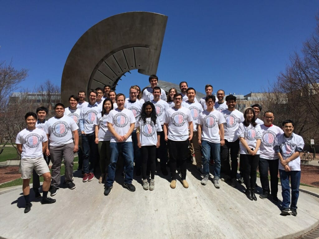 Ajmain Naqib, recipient of one of 17 WISCIENCE Summer Research Scholarships, poses with the rest of his Materials Science and Machine Learning lab. 