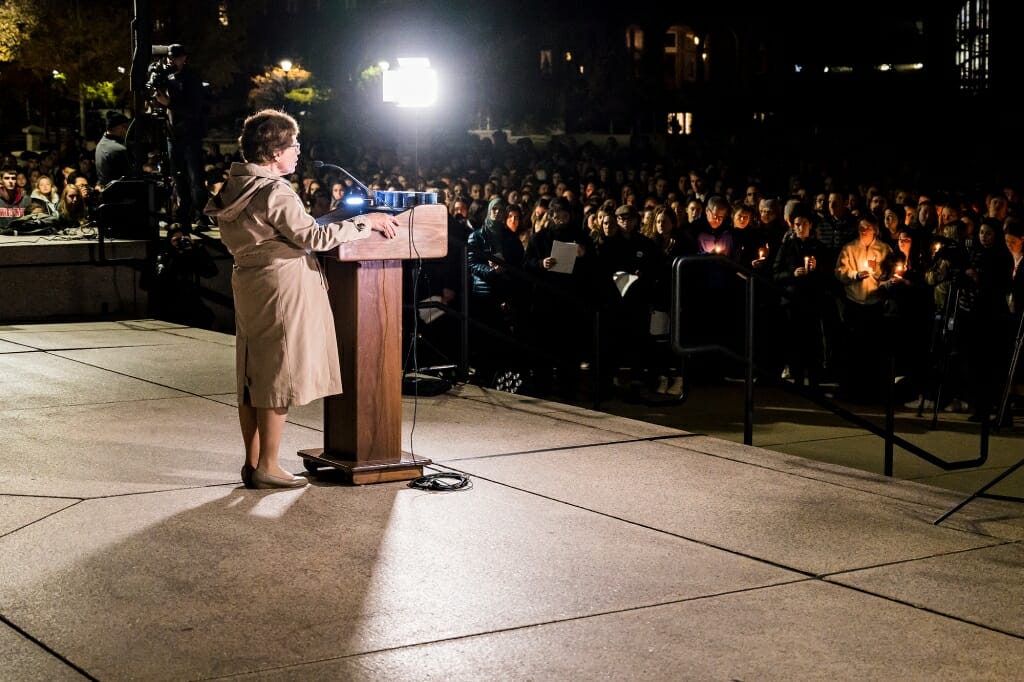 Photo of Chancellor Blank at the podium.