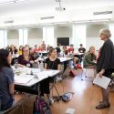 College of Agricultural and Life Sciences Dean Kate VandenBosch speaks to QuickStart students in Nancy Nicholas Hall on Aug. 22.