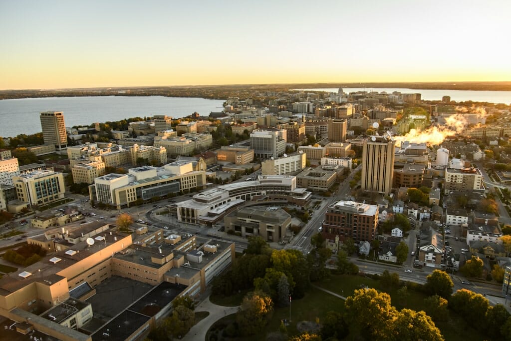 Photo: Aerial view of Union South and surrounding area