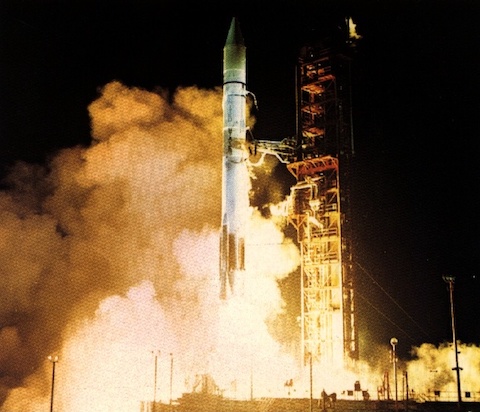 An Atlas-Centaur rocket lifts the Orbiting Astronomical Observatory-2 into orbit Dec. 7, 1968.