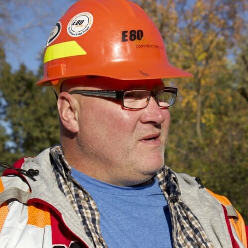 Photo: Shane Anderson wearing a hardhat