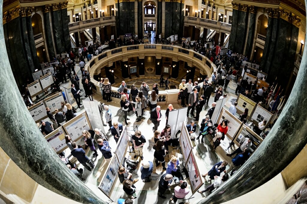 Photo: Capitol Rotunda filled with students and displays