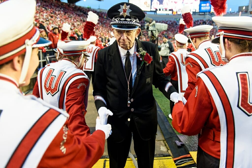 Photo: Mike Leckrone shaking hands