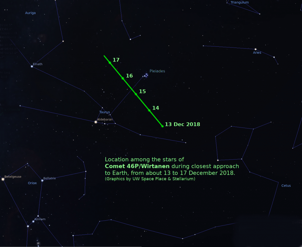 Image: Star map indicating where comet will be