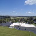 Photo: An aerial view of Juda School, with farm fields surrounding it.