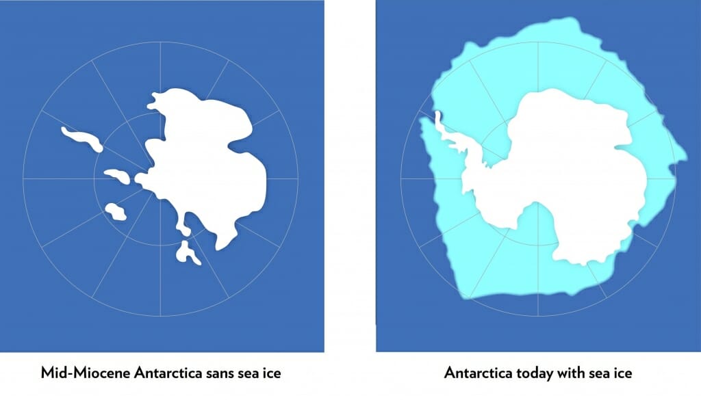 Graphic: Map of Antarctica with and without sea ice