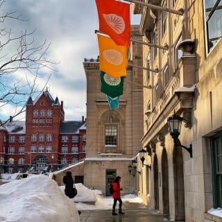 Photo: Student in front of Memorial Union