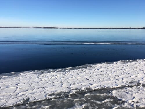 Photo: A thawed Lake Mendota in January.