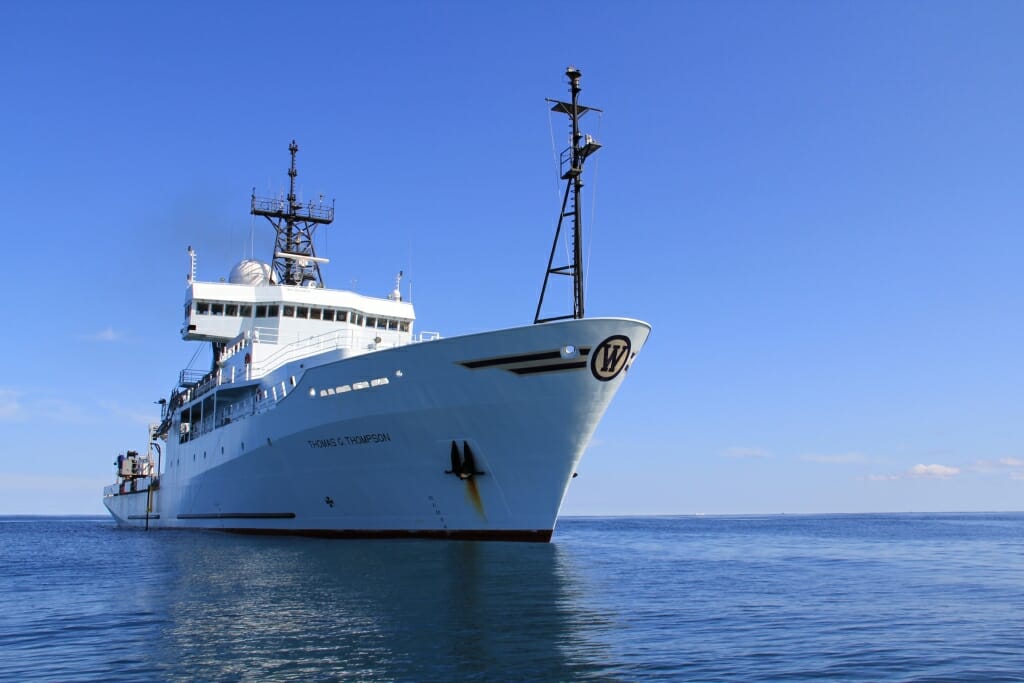 Photo: Research vessel in water