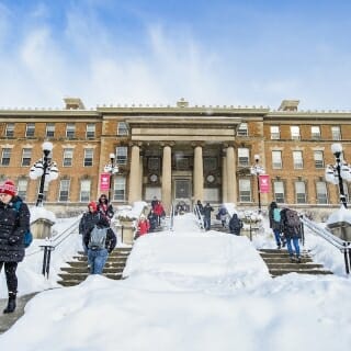 Photo: A snowy Agricultural Hall.