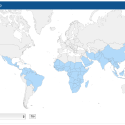 Malaria is present in at least parts of the nations marked blue.
