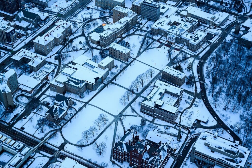 Photo: Aerial view of buildings on Bascom Hill