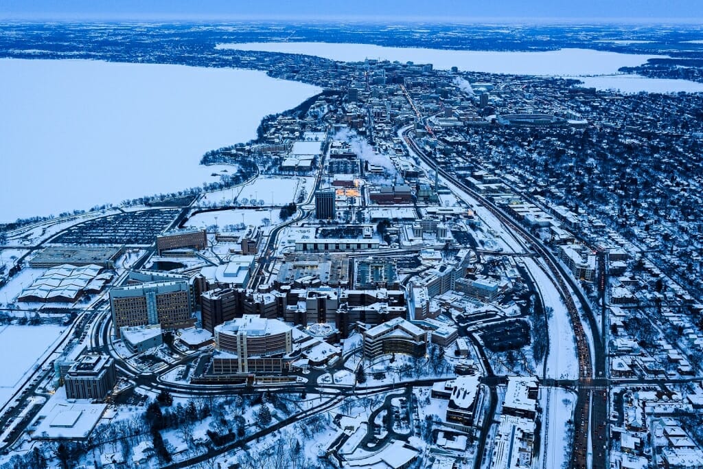 Photo: Aerial view of hospital campus