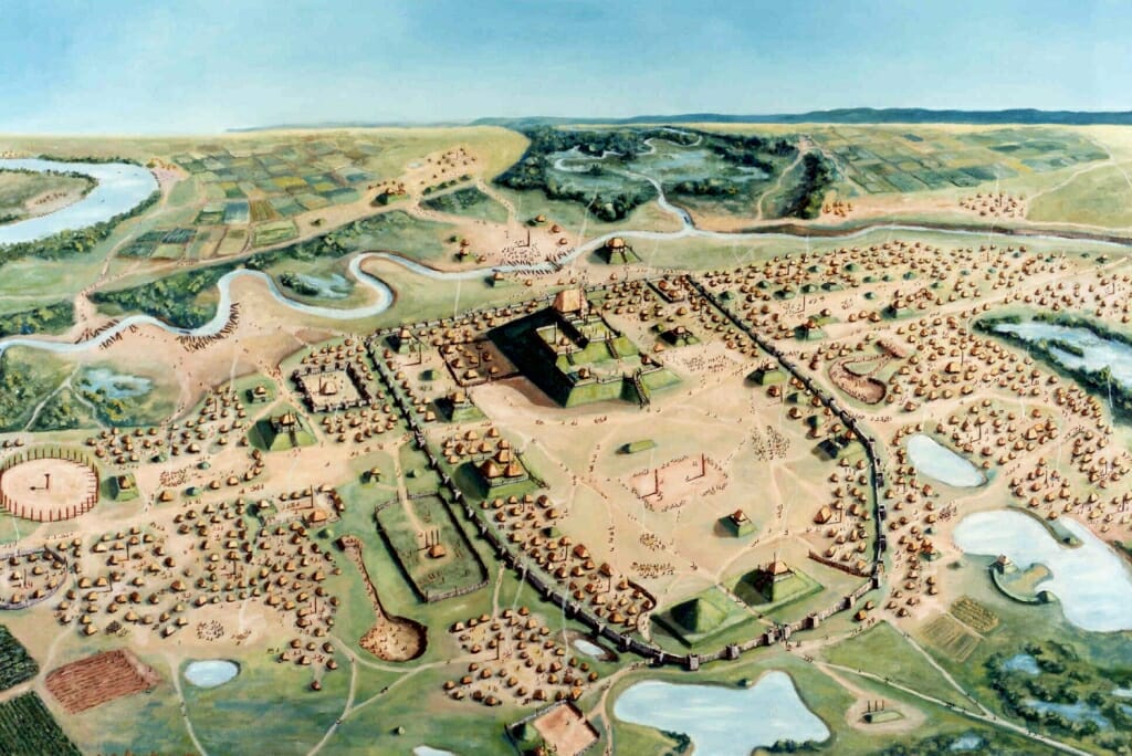 Painting: The site of Cahokia as it was in its prime.