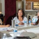 Professor Eva Vivian, in the School of Pharmacy's Pharmacy Practice Division, and fourth-year PharmD student Beatriz Jimenez Cadilla at a training for Peers Empowering Peers coaches at Cavalry Baptist Church in Milwaukee.