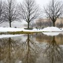 Photo: Big puddle on the UW-Madison Engineering Mall.