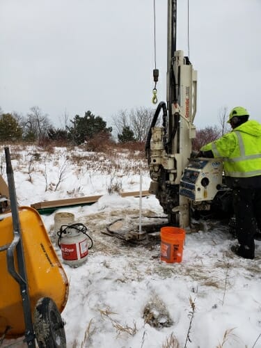 Photo: A drill used to create a groundwater monitoring well.