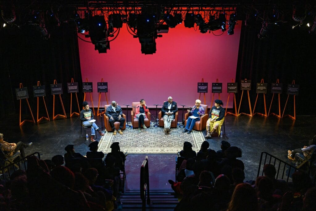 Photo of participants: current student Shiloah Coley, Wahid Rashad, Liberty Rashad, John Felder, Hazel Symonette and current student Breanna Taylor.