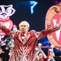 Brimming with emotion, band director Mike Leckrone ends the 45th annual UW Varsity Band Spring Concert at the Kohl Center at the University of Wisconsin-Madison on April 13, 2019. This year's concert, entitled 