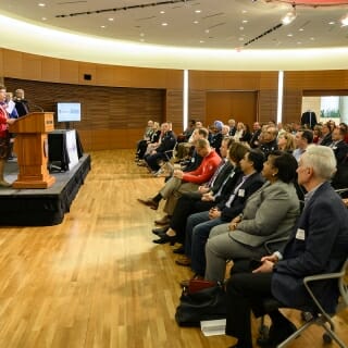 Photo: Audience listening to speaker