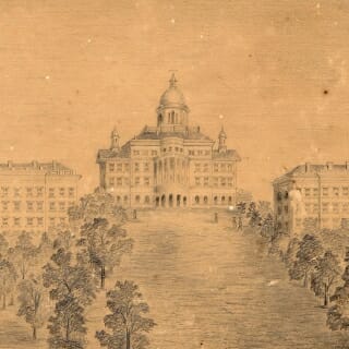 Photo: Archival sketch of Bascom Hill