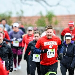 Photo: Several runners plod on.