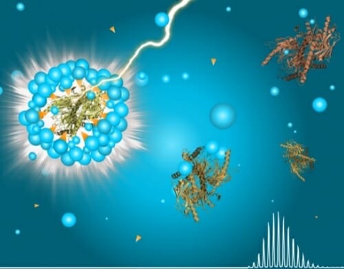 Illustration: Surfactant being struck by beam of light