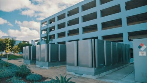 Photo: Energy servers outside a building